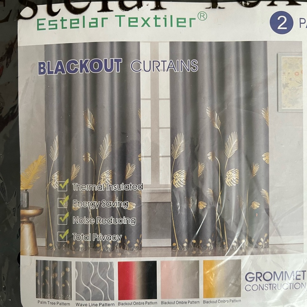 Blackout Curtains - Black/Gold NWOT